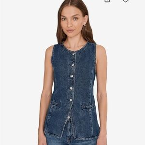 Madewell Denim Crewneck Cutaway Vest in Greendale Wash